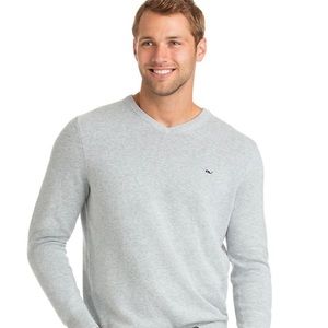 Vineyard Vines - Lightweight Heathered V-Neck Sweater - Grey